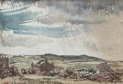 Lot 391 - John Rankine Barclay (Scottish 1884-1962) Watercolour on paper, ‘Zennor’, 22cm x 32cm,signed . In glazed frame. Provenance: Church Street Gallery, Lavenham