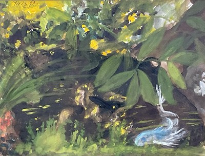 Lot 125 - Helen Roeder (1909-1999) gouache, ‘The Kingdom of the Lady Murasaki’, signed, 22cm x 29cm, Helen Roeder was the wife of Carel Weight. 22cm x 29cm, in glazed gilt frame, signed.