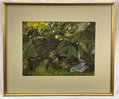 Lot 125 - Helen Roeder (1909-1999) gouache, ‘The Kingdom of the Lady Murasaki’, signed, 22cm x 29cm, Helen Roeder was the wife of Carel Weight. 22cm x 29cm, in glazed gilt frame, signed.