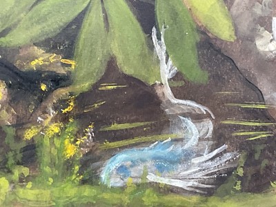 Lot 125 - Helen Roeder (1909-1999) gouache, ‘The Kingdom of the Lady Murasaki’, signed, 22cm x 29cm, Helen Roeder was the wife of Carel Weight. 22cm x 29cm, in glazed gilt frame, signed.