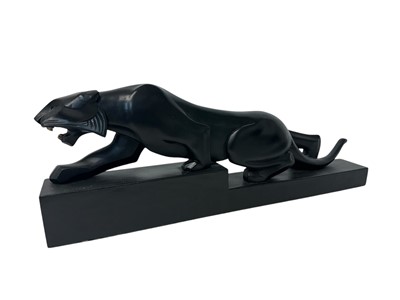 Lot 2416 - Art Deco-style carved and ebonised figure of a Panther