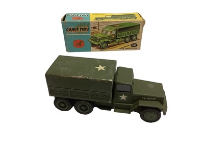 Lot 1878 - Corgi Major diecast "Mobilgas" Petrol Tanker, No.1110 (x2), Articulated Milk Tanker, No.1129, Troop Transporter, No.1133 & Corgi Toys Land-Rover with Ferrari Racing Car on Trailer Gift Set,...