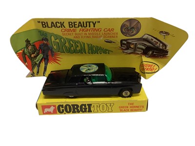 Lot 1880 - Corgi Toys diecast James Bond "Goldfinger" Aston Martin DB5, No.261 (x2), The Green Hornet "Black Beauty", No.268 & "The Saint" Volvo P1800, No.258, all boxed (poor) (4)