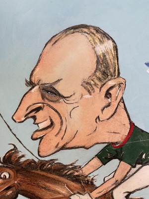 Lot 83 - Will Farrow (Australian, b.c.1892) caricature - Prince Philip, H.R.H. The Duke of Edinburgh, 53cm x 36cm, unframed