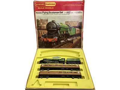 Lot 1884 - Hornby OO Gauge Flying Scotsman Set (Accessories Missing), boxed RS608, Midland Belle Tank Engine & Rolling Stock (Parts Missing) & Dublo 4-6-2 BR Green Early Emblem 3 rail Pacific A4 loc...