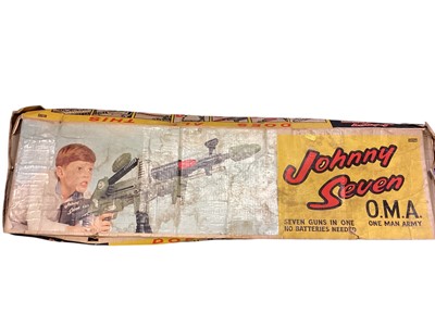 Lot 1885 - Deluxe Reading Topper Toys (c1964) Johnny Seven O.M.A. (One Man Army) plastic Seven Guns in One, with grenades, missiles & bullets, boxed 6025 (1)