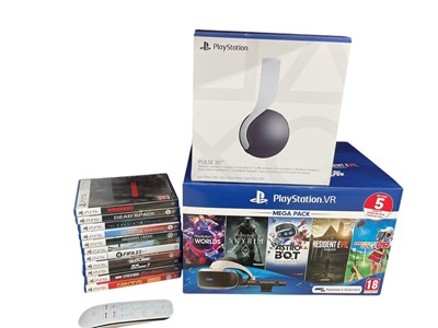Lot 1983 - Sony PlayStation 5 together with 11 games and two controllers also to include Pulse 3D headset and PlayStation VR