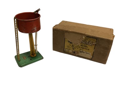 Lot 1873 - Hornby O Gauge tinplate Platform, Signal Box, Signals, Buffers, Track, Turntable & Water Tower (qty)