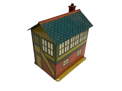 Lot 1873 - Hornby O Gauge tinplate Platform, Signal Box, Signals, Buffers, Track, Turntable & Water Tower (qty)