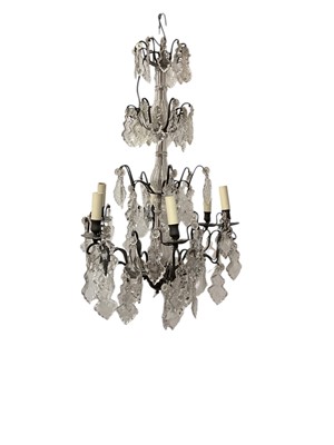Lot 1587 - Early 20th century crystal chandelier of large form, approximately 80cm drop