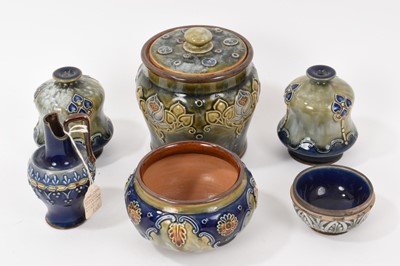 Lot 89 - Doulton lidded tobacco jar, together with five small Doulton pieces