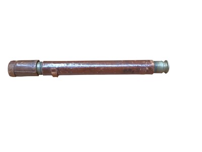 Lot 2425 - Coombes single draw telescope in leather case, 44cm long