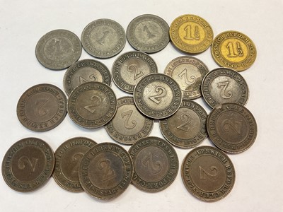 Lot 480 - G.B. - Suffolk, Ipswich Reform Club established 1876, tokens to include 2d x 15, 1½d x 2 & 1d x 3 (N.B. Mixed grades F-AEF) (20 tokens)