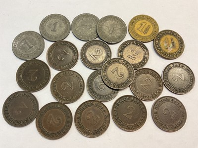Lot 482 - G.B. - Suffolk, Ipswich Reform Club established 1876, tokens to include 2s x 14, 1½d x 2 & 1d x 4 (N.B. Mixed grades F-AEF) (20 tokens)