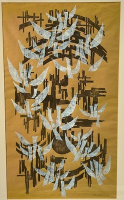 Lot 209 - Brother Marc (1931-2024) abstract print, signed 'Marc Taize '63', framed and glazed