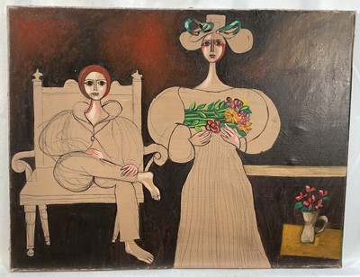 Lot 67 - Menachem Gueffen, oil on canvas, the couple