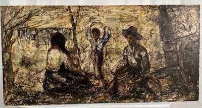 Lot 75 - Oil on board, Spanish dancers, indistinctly signed