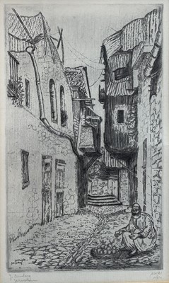 Lot 179 - Jacob Eisenberg (1897-1965), etching of Jerusalem, signed in pencil, framed and glazed, the plate 20.5cm x 12cm