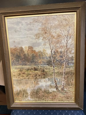 Lot 171 - Tom Hunn (1857-1928) watercolour, river landscape, signed, glazed frame
