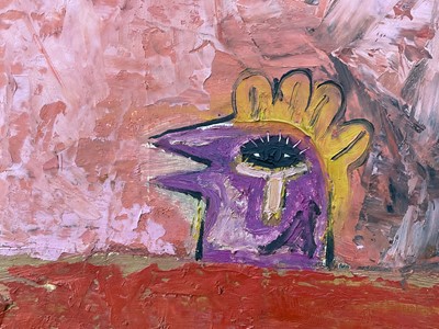 Lot 45 - Jesus Tellosa (Mexican, 1936-2012) oil on board - Landscape, gallery label verso, 91cm x 122cm, unframed