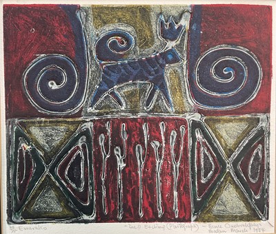 Lot 68 - Bruce Onobrakpeya (Nigerian, b.1930), deep etching, Emerako, 24.5cm x 29cm, mounted