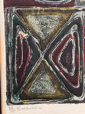 Lot 68 - Bruce Onobrakpeya (Nigerian, b.1930), deep etching, Emerako, 24.5cm x 29cm, mounted