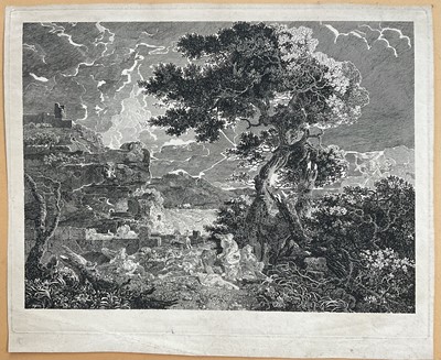 Lot 239 - James Ross after Richard Wilson, 19th century engraving, 'Niobe', 36.5cm x 44cm, mounted on card