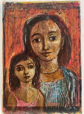 Lot 214 - C. H. 1950s oil on board - Mother and child, initialled and dated '54, unframed, 39cm x 27cm