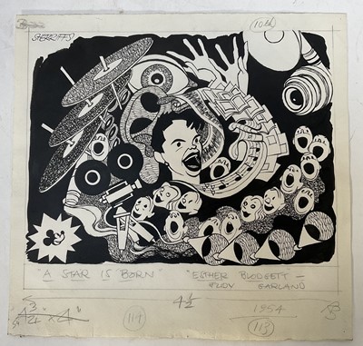 Lot 48 - Robert Stewart Sherriffs (1906-1960) pen and ink of Judy Garland in 'A Star is Born, (1954) as Esther Blodgett, signed, 18cm x 24cm, unframed
