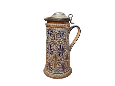 Lot 1209 - Doulton Lambeth jug with plated lid
