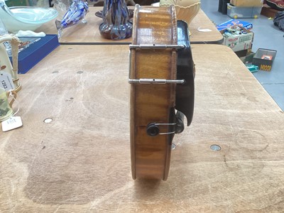 Lot 2209 - Antique violin in case, two-piece back measuring 35.75cm, with two bows, one marked Tourte(?)