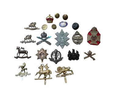 Lot 706 - First World War Catholic Women's League (C.W.C.) enamel badge, together with cap badges to include Second World War Wartime economy badges.