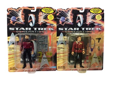 Lot 1889 - Playmates (c1994) Star Trek Generations including Kirk No.6911, Riker No.6919, Data No.6921, Guinan No.6927 (x2), Lursa No.6929, Worf No.6931(x2) , Troi No.6920, Pickard No.6918, Soran No.6925,L...