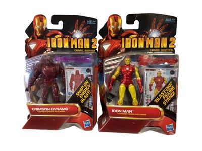 Lot 1890 - Hasbro (c2009) Iron Man 2 Concept Series Armor Tech Shockwave Mission, Juggernaut Upgrade & Negative Zone Upgrade, plus Comic Series Crimson Dynamo, Iron Man & Stealth Operations, all on...