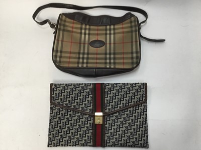 Lot 2129 - Burberry Nova Check fabric and leather shoulder bag plus a T Elliot & Sons London FR logo clutch handbag.
