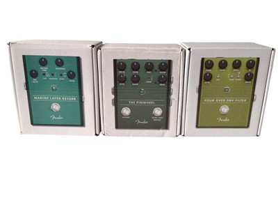 Lot 2299 - Fender Foot Pedals Marine Layer Reverb, the Pinwheel & Pour Over Env Filter, all boxed (3)