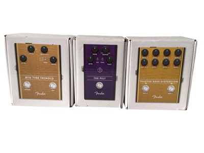 Lot 2300 - Fender Foot Pedals The Pelt, Trapper Bass Distortion & MTG Tube Tremolo, all boxed (3)