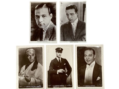 Lot 1426 - Rudolph Valentino - four postcards two with indistinct autographs and two Famous Cinema Star Series.