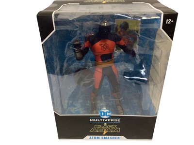Lot 1904 - McFarlane Toys DC Black Adam Multiverse Atom Smasher, LEX Luther Power Suit & Black Adam, all boxed (3)
