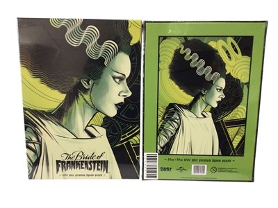 Lot 1907 - Universal Monsters Limited Edition (1000 worldwide) Bride of Frankenstein 1000 piece puzzle, sealed box (x2) & Frankenstein action figure, in window box (3)