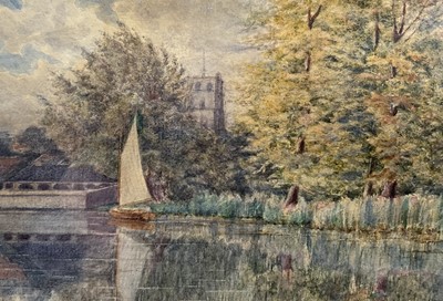 Lot 89 - W H Livock (act 1910-1930) watercolour, Norfolk Broadland scene, 16cm x 19cm, in glazed frame.