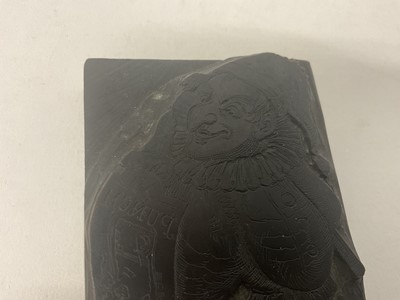 Lot 1656 - Engraved wood printing block for Punch magazine, and another similar. Provenance: believed to be from Leighton - Straker book binders