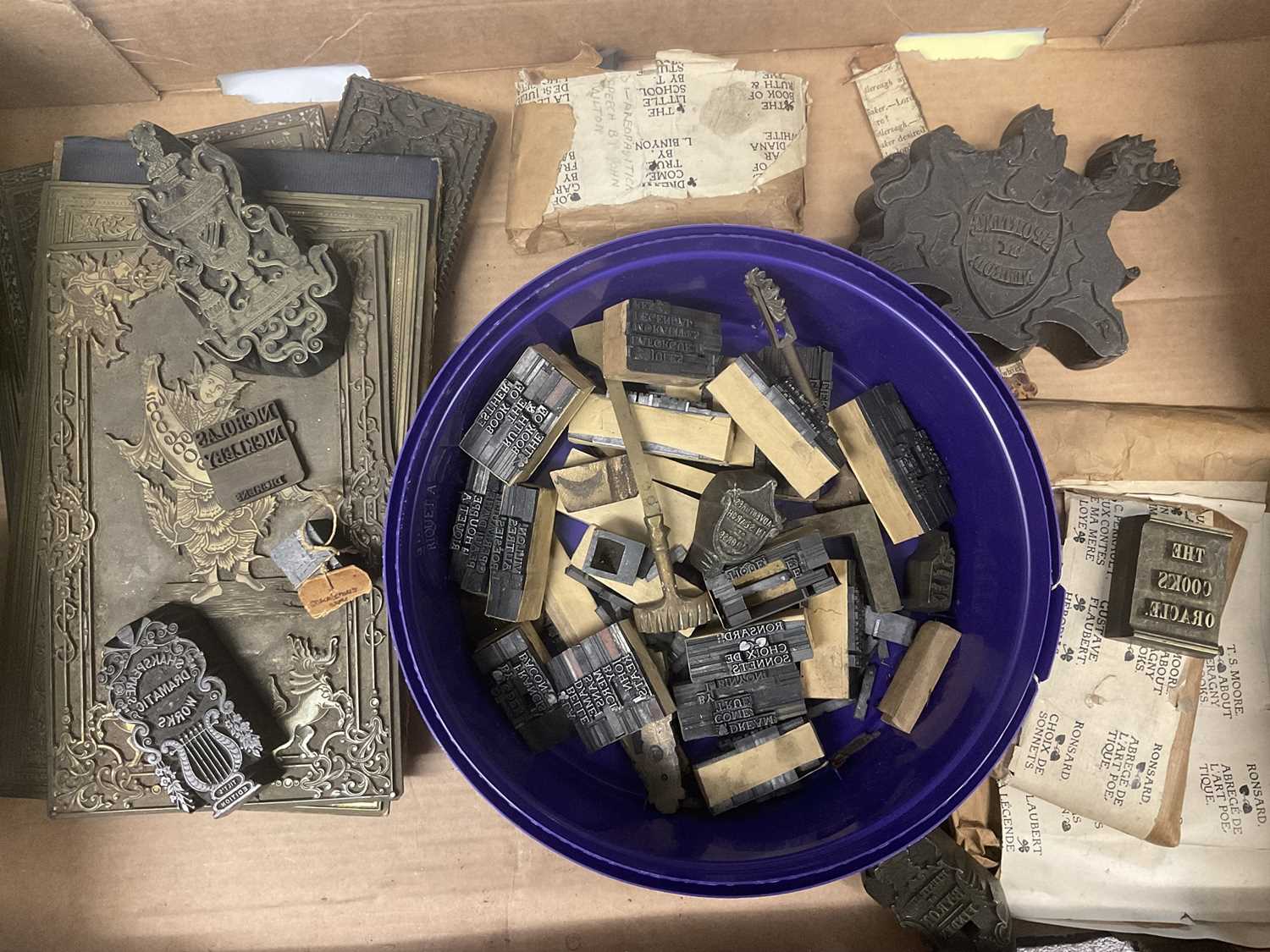 Lot 1653 - Collection of printing blocks. Provenance: believed to be from Leighton - Straker book binders