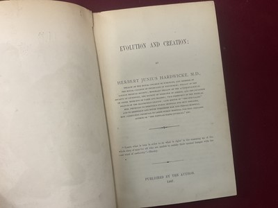 Lot 1643 - T, W. Jones - Evolution if the Human Race from Apes, 1876 first edition, together with H J Hardwicke - Evolution and Creation, 1887. (2)