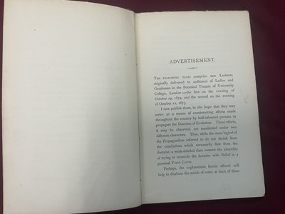 Lot 1643 - T, W. Jones - Evolution if the Human Race from Apes, 1876 first edition, together with H J Hardwicke - Evolution and Creation, 1887. (2)