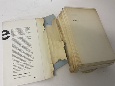 Lot 1642 - Anita Brookner - A start in Life, 1981 uncorrected proof copy, together with a loose leaf proof copy of the English translation of Violette Leduc - La Batarde. (2)