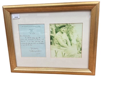 Lot 1535 - Field-Marshall The Viscount Montgomery of Alamein signed letter, dated 9/6/1970