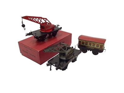 Lot 1930 - Hornby O Gauge No.1 Rolling Stock, plus Pullman Coaches and Wagon, boxed (1 box)