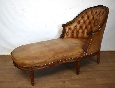 Lot 1396 - 19th century style leather upholstered chaise longue