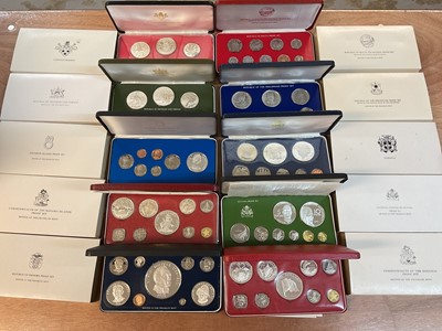 Lot 501 - World - Mixed proof coin sets to include Bahamas 1974 x 2, Cayman Islands 1974, Guyana 1976, Jamaica 1974, Malta 1976, Panama 1975, Philippines 1975, Trinidad & Tobago 1976 & Solomon Isl...